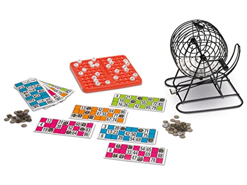 Outletdelocio Loteria-Bingo de Metal. Muy Robusto. 90 Bolas. Incluye 48 cartones y 90 fichas traslucidas