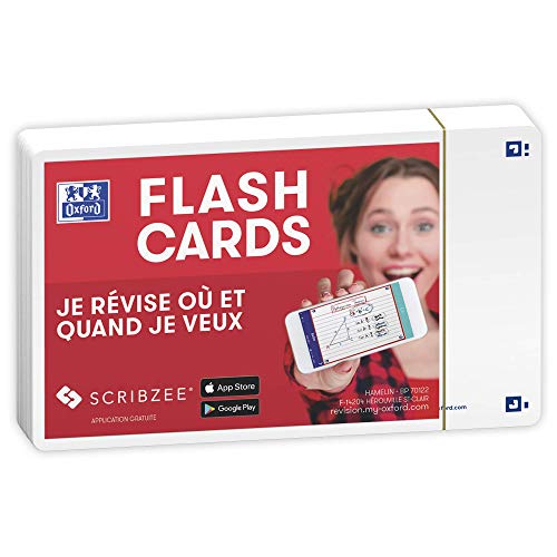 Oxford Flash 2.0-80 fichas Bristol Flash Cards 7,5 x 12,5 cm, fondo blanco liso