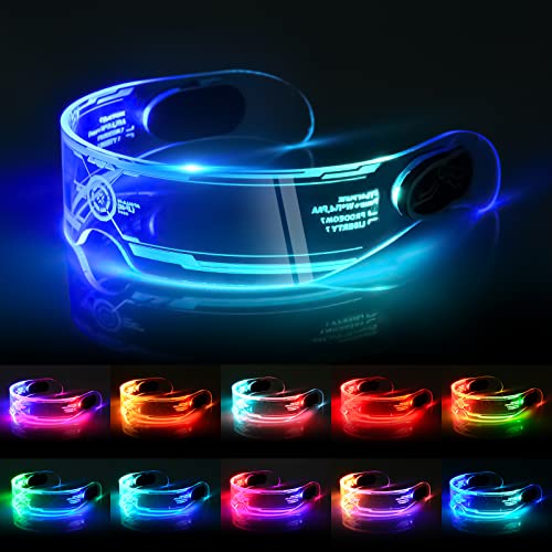 Oziral Cyberpunk Gafas Luminosas LED, Gafas Futuristas Gafas Divertidas de Neón, 7 Colores 4 Modos Gafas LED,Gafas con Luces para Fiesta,Cosplay,Bar,Club