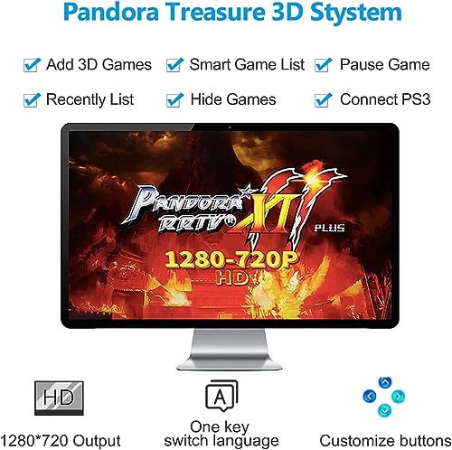 Pandora Box 3D 10000 Juegos Arcade Game Console, Función WiFi Agregar Más Juegos, Recreativa Arcade Máquina Juegos Retro, Compatible para TV/PC/Proyector/PS3, Incluye 2D y 3D Juego