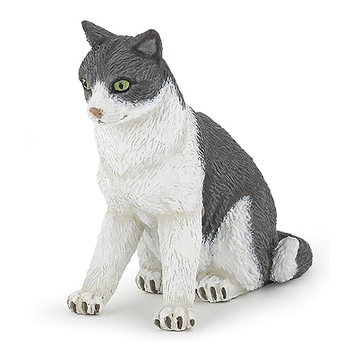 Papo -Figuras pintadas a Mano -Perros, Gatos y Cats-Gato sentado-54033-Coleccionable -para Niños y Niñas de 3 Años o Más
