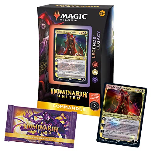 Paquete de muestras de Magic: The Gathering Dominaria United Commander Deck — Legends' Legacy + Collector Booster, (Versión en Inglés)