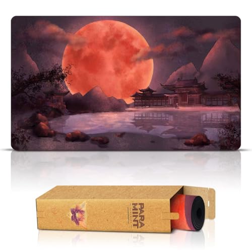 Paramint Blood Moon Shinto Temple (Bordes cosidos) - Alfombra de Juego MTG - Compatible con tapete de Juego Magic The Gathering - Juega a MTG, YuGiOh, Pokemon, TCG - Diseños Originales y Accesorios