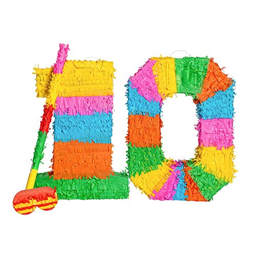 Patata de fax Piñata Conjunto con el palillo y los Ojos vendados - 10 de cumpleaños/Aniversario - Rainbow
