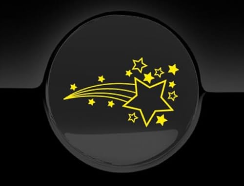 Pegatina para tapa de combustible de coche con diseño de estrellas fugaces (amarillo combustible)