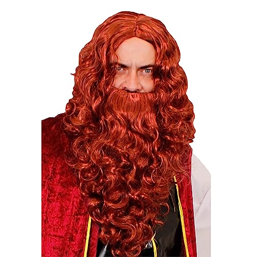 Peluca vikinga y barba, accesorio de disfraz de jengibre de la Tierra Media, peluca de criatura mítica - Barba de jengibre y peluca