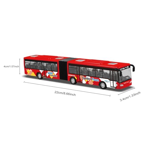perfeclan Modelo de autobús de tránsito de simulación, autobús extraíble de aleación, Recuerdos de Fiesta de colección, Juguete de autobús articulado de Dos, Rojo