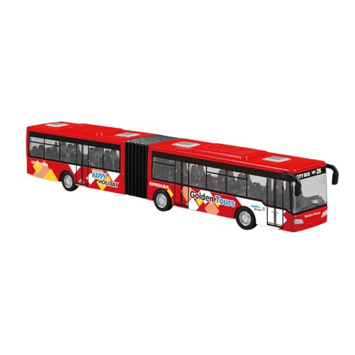perfeclan Modelo de autobús de tránsito de simulación, autobús extraíble de aleación, Recuerdos de Fiesta de colección, Juguete de autobús articulado de Dos, Rojo