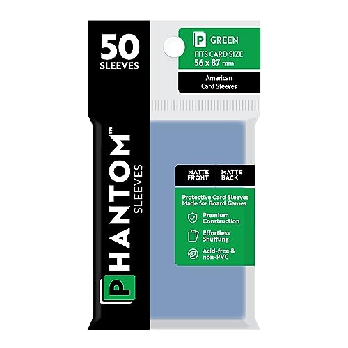 Phantom Sleeves: "Green Size" (56mm x 87mm) - Matte/Matte (50) (Compatible with: American Card Sleeves)