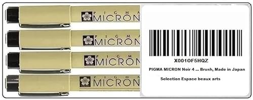 PIGMA MICRON negro 4 todas las plumas, juego de 1 mm, 2 mm, 3 mm, Brush, Made in Japan