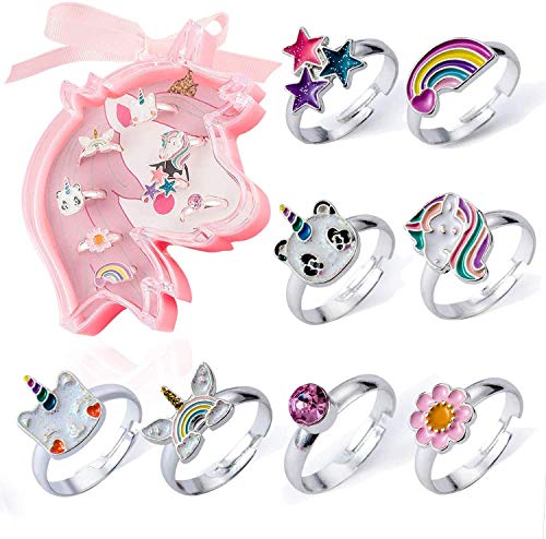 PinkSheep Anillos de Unicornio para Niños, Unicornio y Sus Amigos, Embalaje de Unicornio, Regalo de Unicornio para Niñas