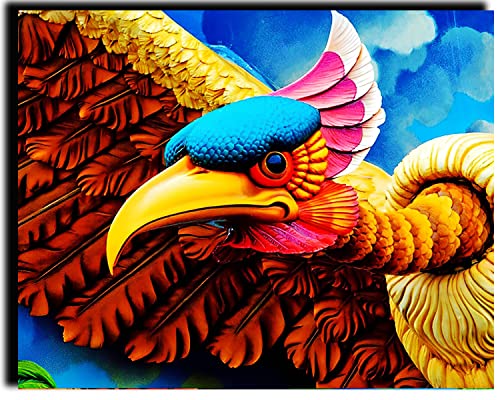 Pintar por Numeros Adultos Niños para DIY Pintura por números con Pinceles y Pinturas Decoraciones para el Hogar de 40 X 50 cm Jefe supremo del cielo del águila del color,sin marco