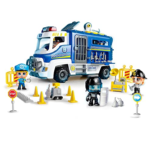 Pinypon Action - Furgón Policial, set de juguete de acción, incluye un muñeco de policía , muchos accesorios y posibilidades de juego, niños desde 4 años, Famosa (700016770)