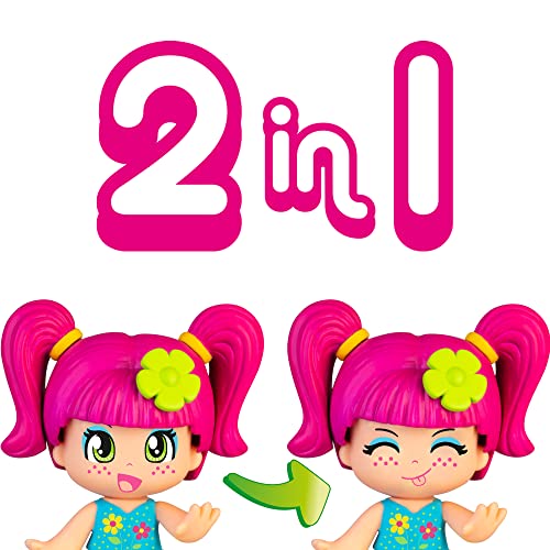 Pinypon - Casita del arcoíris, casita de juguete plegable, de color morado y rosa, con accesorios, decoraciones para jugar y una mini muñeca, para niños y niñas desde 3 años, Famosa (PNY26200)