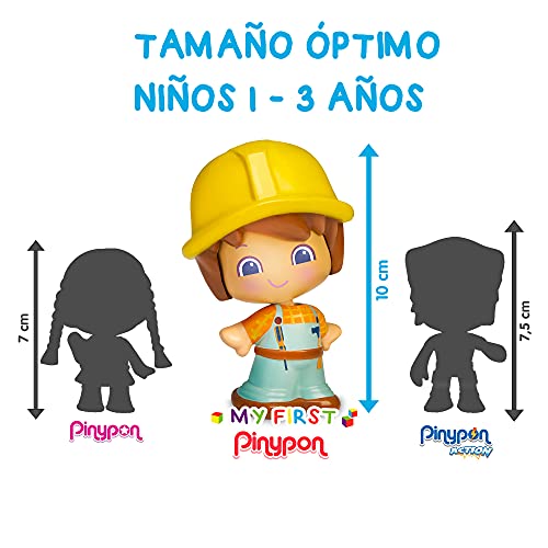 Pinypon - My First, Figura Constructor, muñequito con traje de obrero de 2 piezas, juego con profesiones y emociones, regalo para bebés de 12 meses para desarrollar destreza manual, FAMOSA (700016640)