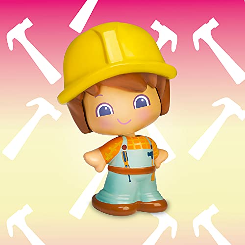 Pinypon - My First, Figura Constructor, muñequito con traje de obrero de 2 piezas, juego con profesiones y emociones, regalo para bebés de 12 meses para desarrollar destreza manual, FAMOSA (700016640)