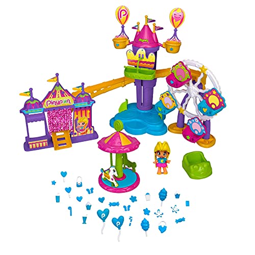 Pinypon - WOW Parque Atracciones, con 5 atracciones: una noria, una lanzadera, globos giratorios, una montaña rusa y un carrusel, incluye 1 figura, para niños y niñas desde 4 años, FAMOSA (700016792)