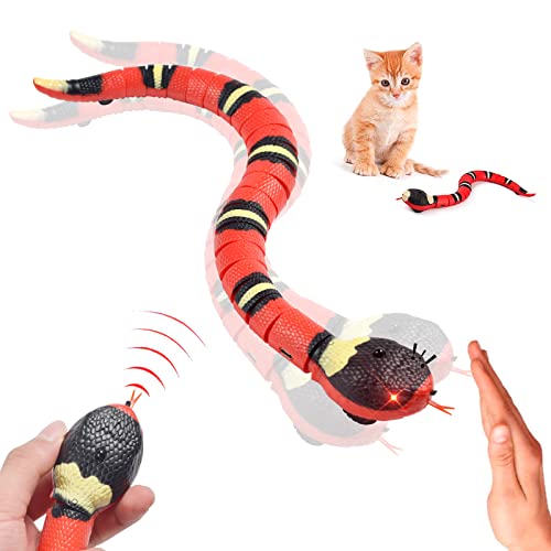 Pipihome Juguete de serpiente RC de inducción para niños mascotas, juguete inteligente de serpiente de sensación, gato eléctrico, juguete interactivo, accesorios de cuerda recargable por USB 39 cm