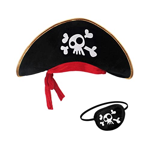 Pirata Sombrero Parche Ojo Caribe Capitán Niños y Adultos (para niños)