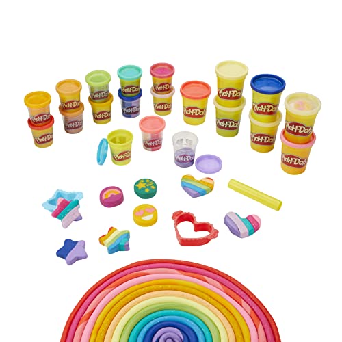 Play-Doh Bright 'n Happy - Set de 21 Botes de plastilina - Incluye plastilina Brillante y metálica