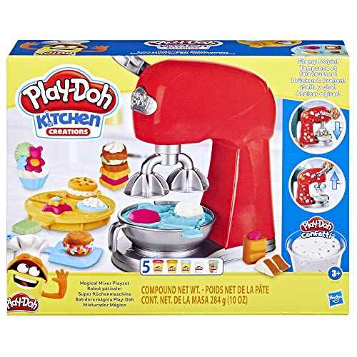 Play-Doh Kitchen Creations - Batidora mágica Play-Doh - Mezclador de Juguete con Accesorios de Cocina - Manualidades para niños y niñas