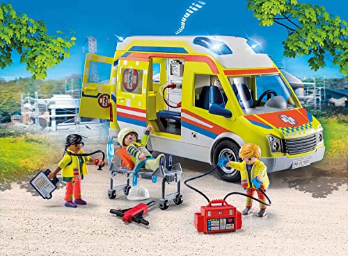 PLAYMOBIL City Life 71202 Ambulancia con luz y Sonido, Juguete para niños a Partir de 4 años