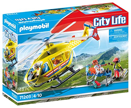 PLAYMOBIL City Life 71203 Helicóptero de Rescate, Juguete para niños a Partir de 4 años