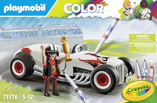 PLAYMOBIL Color 71376 Hot Rod, diversión Creativa para Colorear para los Aficionados a los Coches, con rotuladores solubles en Agua y numerosos Accesorios, Juguetes para niños a Partir de 5 años