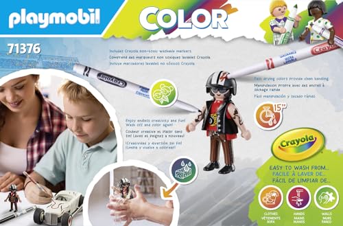 PLAYMOBIL Color 71376 Hot Rod, diversión Creativa para Colorear para los Aficionados a los Coches, con rotuladores solubles en Agua y numerosos Accesorios, Juguetes para niños a Partir de 5 años