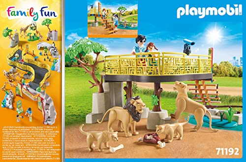 PLAYMOBIL Family Fun 71192 Leones con recinto Exterior, con 4 Leones como Animales de Juguete, Juguetes para niños a Partir de 4 años