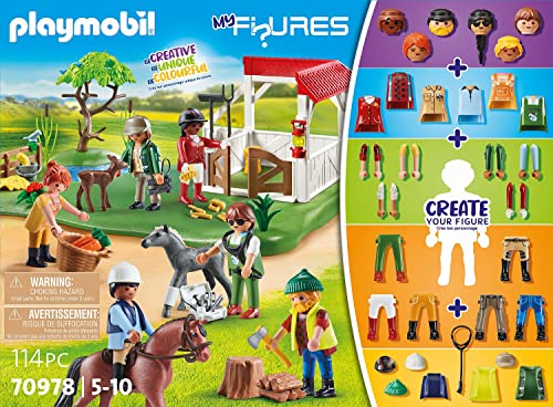 PLAYMOBIL My Figures 70978 Rancho de Caballos, 6 Figuras de Juego con más de 1000 Combinaciones posibles, Juguetes de Caballos para niños a Partir de 5 años