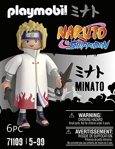 PLAYMOBIL Naruto 71109 Minato con su Distintivo Abrigo Blanco y Rojo y Dos Kunai, Divertido Juego Creativo para los Fans del Anime con Detalles y Accesorios auténticos, a Partir de 5 años