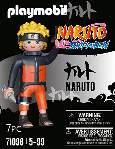 PLAYMOBIL Naruto Shippuden 71096 Naruto Uzumaki con Shuriken y Kunai, diversión de Juego Creativo para Fans del Anime con Grandes Detalles y Extras auténticos, Set de 7 Piezas, a Partir de 5 años