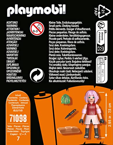 PLAYMOBIL Naruto Shippuden 71098 Sakura con Kunai y Guante curativo, diversión de Juego Creativo para Fans del Anime con Grandes Detalles y Extras auténticos, Set de 7 Piezas, a Partir de 5 años