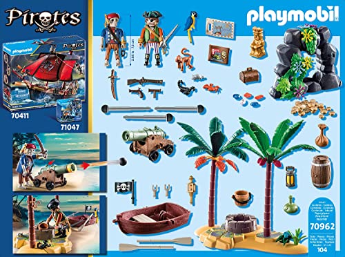 PLAYMOBIL Pirates 70962 Promo Pack Isla del Tesoro Pirata con Esqueleto y cañón de Disparo, Juguete para niños a Partir de 4 años