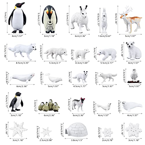 PLULON 25 Piezas Animales Invierno Figuras Juguetes océano mar Animales Figuras plástico pingüino Oso Polar Sello delfín Ciervo Copos Nieve Criatura ártica Figuras para cumpleaños decoración Navidad