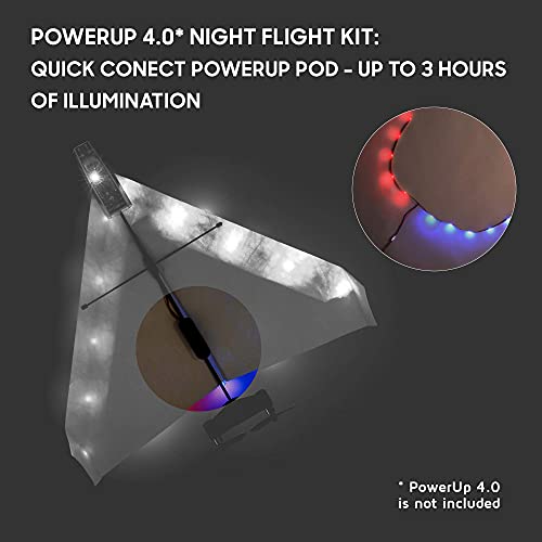PowerUp - Kit de Vuelo Nocturno para PowerUp 4.0 avión de Papel controlados con el Móvil. Juego de Luces Led Azul y Rojo (39 cm). Para Aficionados, Manitas y Aprendizaje STEM