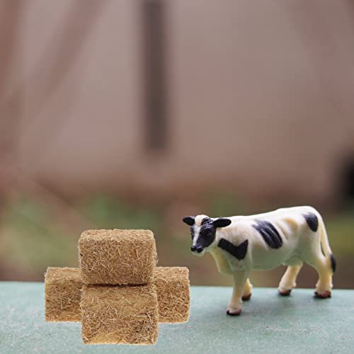 PRETYZOOM Mini pacas de heno 4 piezas en miniatura de bloques cuadrados de heno balas de paja decorativa figura de paja para casa de muñecas decoración de granja para casa de muñecas, fiesta de