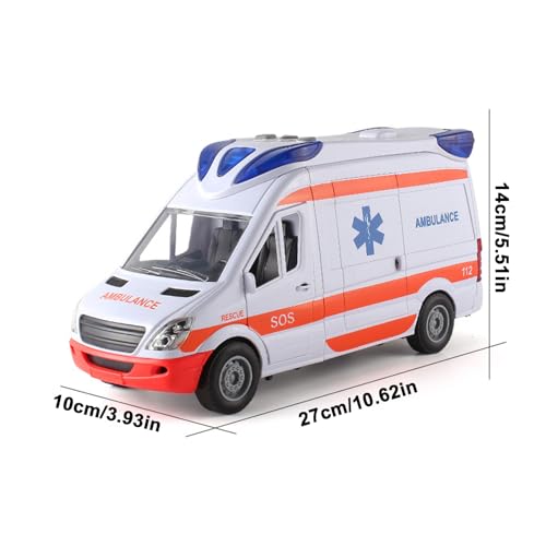 PRUVA Camión de Juguete Ambulancia,Juegue al Coche de Juguete Ambulancia con Luces y Sonido - Juegue el Juguete de Ambulancia con Camilla, vehículo de Ambulancia, Coche de Juguete para niños pequeños