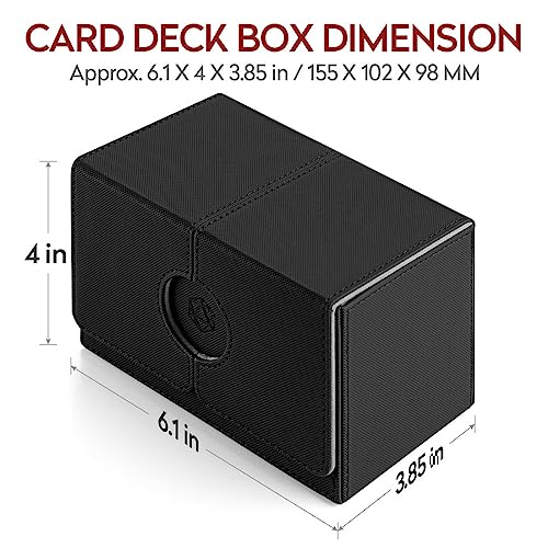 Pulchra Doble Deck Box para MTG Tarjeta, Magnetic Flip Box con 2 Divider & 1 Dice Tray - X-Tamaño Grande para 160+ Cartas - Dado Diseño (Negro, XL)