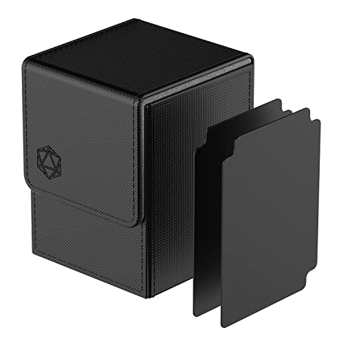 Pulchra Estuche para TCG, Magnetic Flip Box con 2 Divider, Tamaño Grande para Tiene hasta más de 110 cartas, Deck Box - Dado Diseño (Negro)