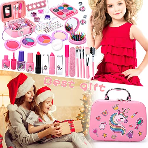 Purpledi Kit de Maquillaje Niñas , 30 Piezas Lavable, Set Maletin, Juegos de Belleza Cosméticos, Regalos No-Tóxicos para Princesas 3 4 5+ Años
