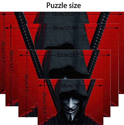 Puzzle 1000 Piezas para Adultos, Puzzle Película V Vendetta, Pequeña Mini Rompecabezas Juego Educativo para Adolescentes Rompecabezas de Desafío de Vacaciones 38X26cm