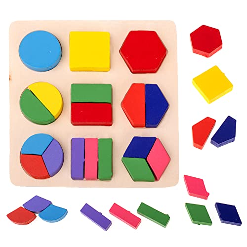 Puzzle de Madera Fracción Piezas Juguete De Madera De 2 3 4 Años Montessori Bebé Juguete Juego De Apilar para Niños Juguetes Educativos Preescolar Juguetes Cognición Gráfico Regalo Niño