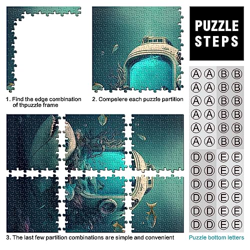 Puzzle del mundo submarino | Puzzles de 1000 piezas para adultos Puzzle de madera Disfruta de juegos para adultos 50 x 75 cm