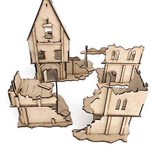 Pwork Wargames Medieval Lost Burg 01 - Escenografía de Ciudad Medieval para miniaturas en Escala 28mm / 35mm - Miniaturas de Mesa Wargame Terreno de escenografía 3D - MDF 3mm