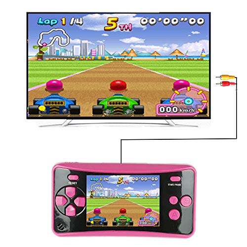 QINGSHE QS4 - Consola de juegos portátil, consola de juegos retro de 2,5 pulgadas LCD 182 juegos clásicos, TV salida de videojuego portátil para padres de niños, amigos - Rosa roja