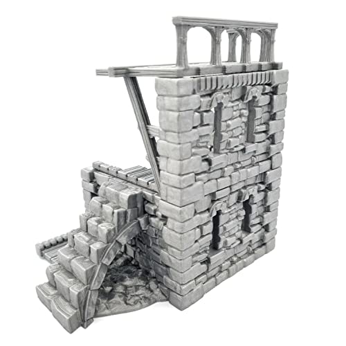 QP3D - Casa medieval en ruinas - Paisaje de terreno de construcción de fantasía para mesa y RPG de 28 a 32 mm, miniaturas de juegos de guerra DnD D&D, impreso en 3D y se puede pintar