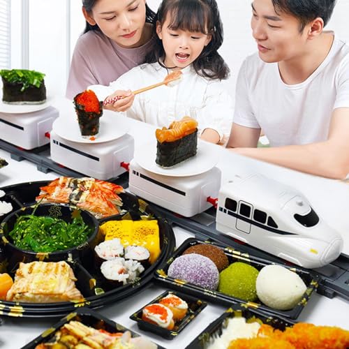 Quanli Juguetes De Tren De Sushi | Juego De Máquina De Sushi Rotativa Eléctrica, Platos De Sashimi Japoneses, Bandeja para Servir Sushi para Niños, Días De La Semana, Suministros para Hacer Sushi DIY