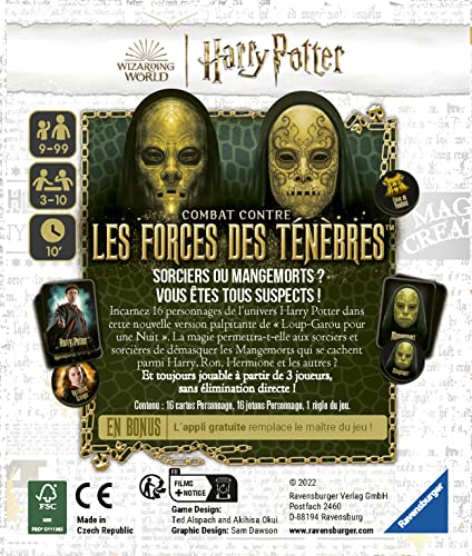 Ravensburger - Hombre Lobo para una Noche - Harry Potter - Mangemorts - Juegos de Mesa - Juego de Ambiente - De 3 a 10 Jugadores a Partir de 9 años - Mixto - 27354 - (multilingüe - francés Incluido)